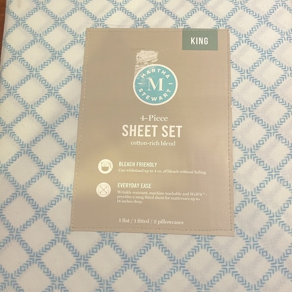 NWT Martha Stewart Bleach Master 4 piece Sheet Set Size King - Picture 4 of 9